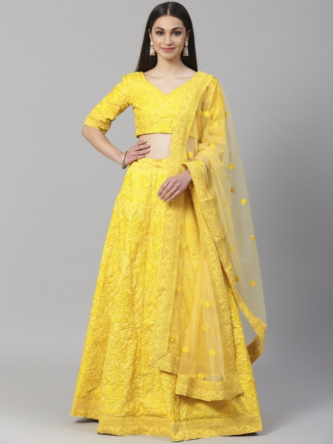 

Readiprint Fashions Yellow Semi-Stitched Lehenga & Blouse with Dupatta