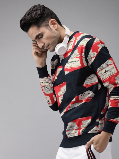 

Budweiser Streetwear Co Unisex Navy Blue & Red Printed Sweatshirt