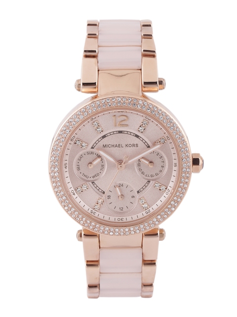 

Michael Kors Women Dusty Pink Stone-Studded Dial Watch 6110I