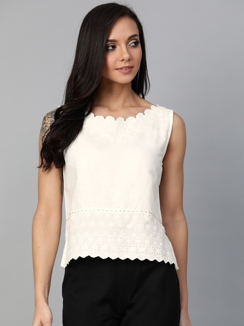 

W Women White Solid Top