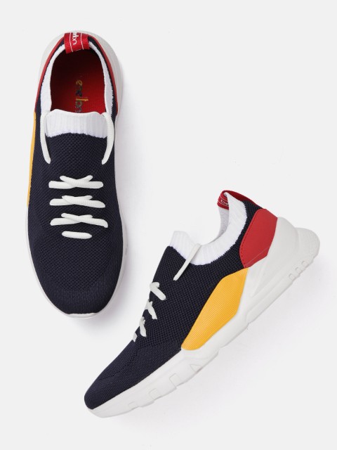 

United Colors of Benetton Men Navy Blue Woven Design Sneakers
