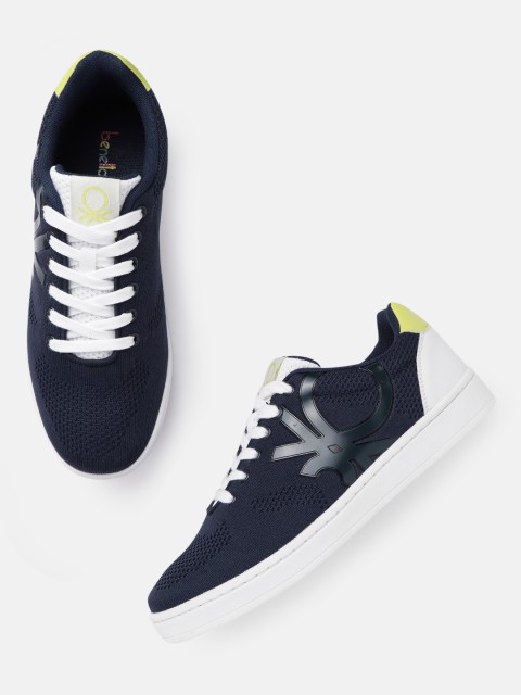 

United Colors of Benetton Men Navy Blue Woven Design Sneakers