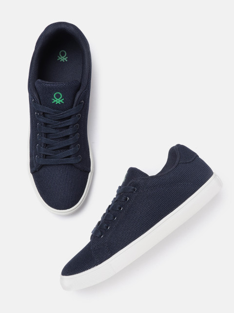 

United Colors of Benetton Men Navy Blue Woven Design Sneakers