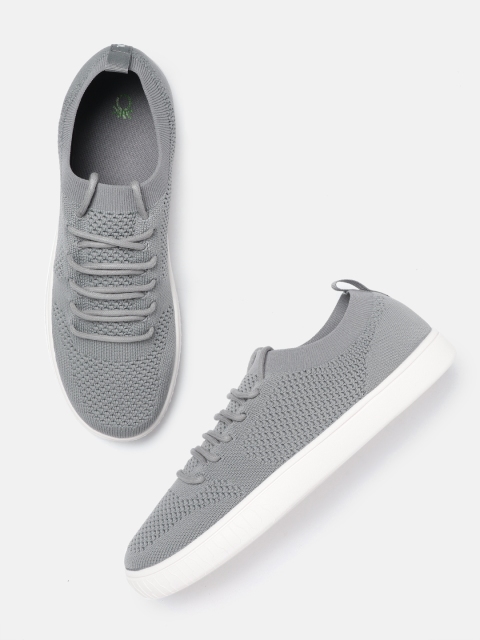 

United Colors of Benetton Men Grey Woven Design Sneakers
