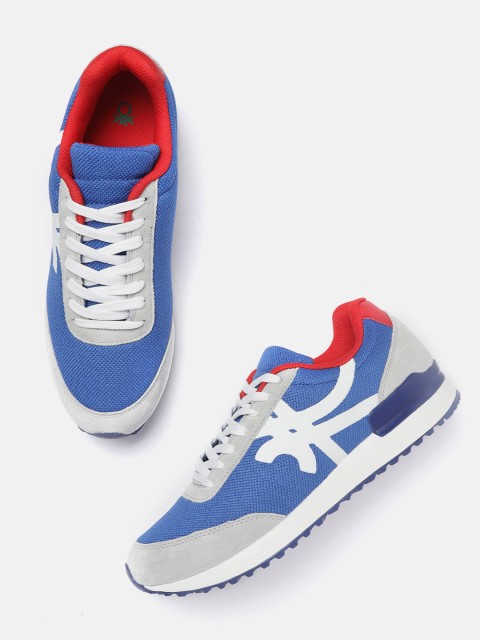 

United Colors of Benetton Men Blue & Grey Colourblocked Sneakers
