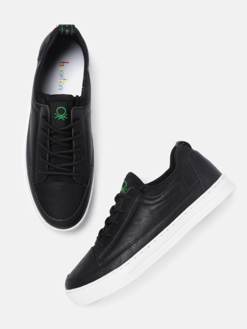 

United Colors of Benetton Men Black Solid Sneakers