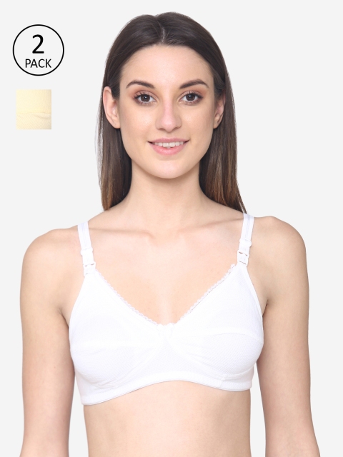 

N-Gal White Pack of 2 Solid Non-Wired Non Padded Maternity Bra