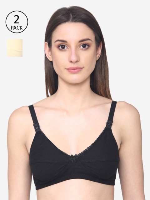 

N-Gal Pack of 2 Solid Non-Wired Non Padded Maternity Bra, Beige