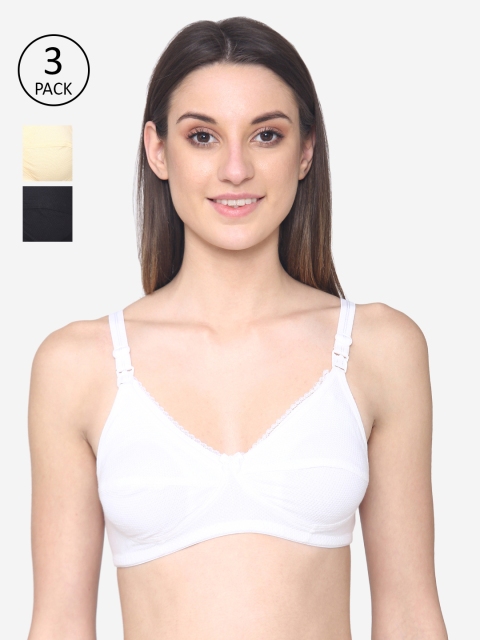 

N-Gal White Pack of 3 Solid Non-Wired Non Padded Everyday Bras