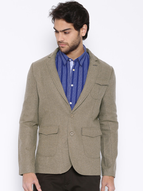 

The Indian Garage Co. Brown Slim Fit Single-Breasted Casual Blazer