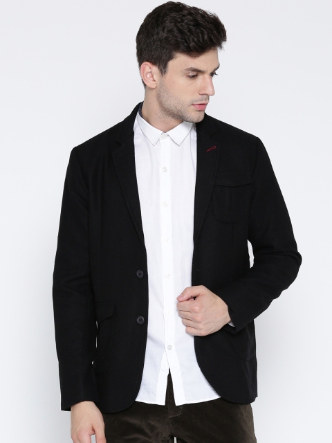 

The Indian Garage Co. Black Single-Breasted Casual Blazer