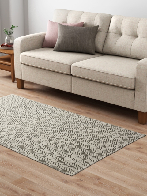 

Aura Off-White & Grey Geometric Print Dhurrie