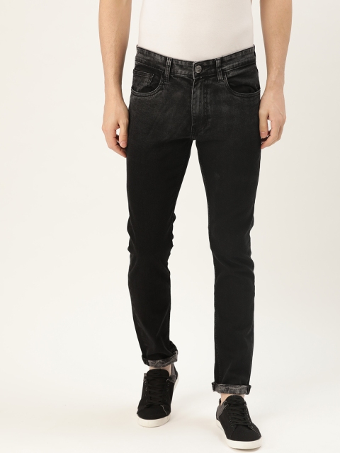 

SINGLE Men Black Slim Tapered Fit Mid-Rise Clean Look Stretchable Jeans
