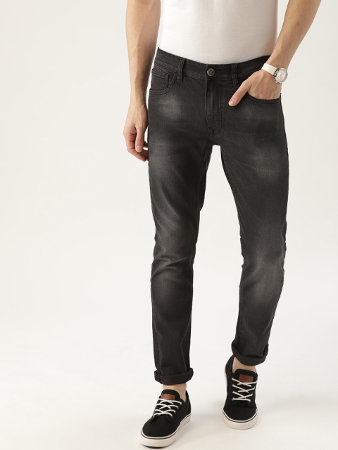 

SINGLE Men Black Slim Tapered Fit Mid-Rise Clean Look Stretchable Jeans