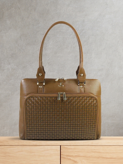 

Mochi Olive Green Solid Leather Shoulder Bag