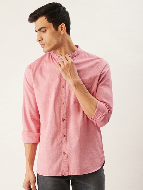 

SINGLE Men Pink Slim Fit Solid Casual Shirt
