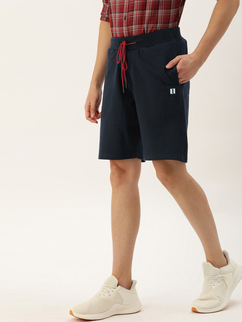 

SINGLE Men Navy Blue Solid Slim Fit Regular Shorts