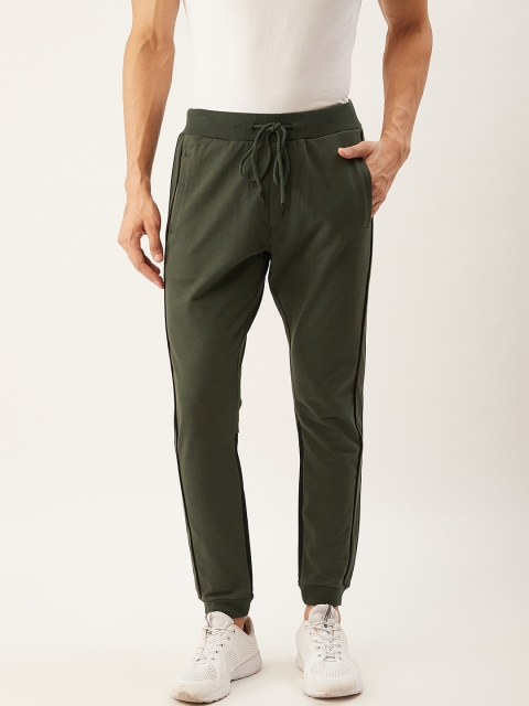 

SINGLE Men Olive Green Solid Joggers