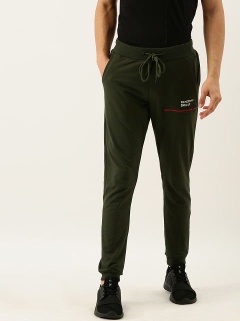 

SINGLE Men Olive Green Solid Slim Fit Joggers