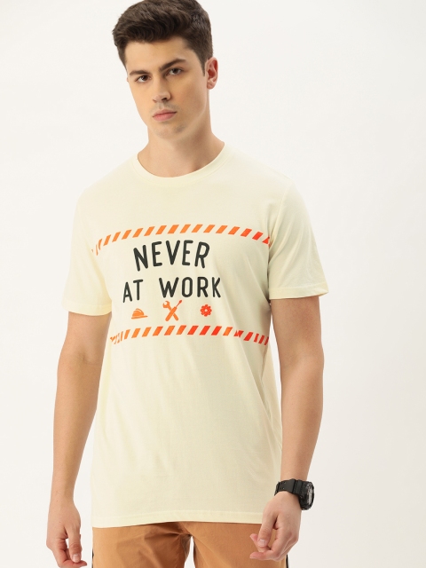 

SINGLE Men Off-White Printed Slim Fit Round Neck T-shirt