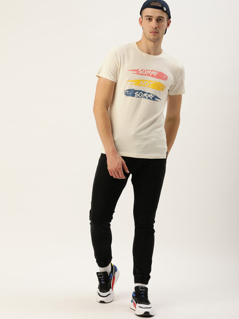 

SINGLE Men Off-White Printed Slim Fit Round Neck T-shirt