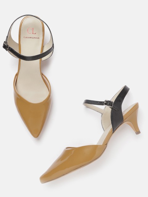 

Carlton London Women Mustard Brown & Black Colourblocked Pumps