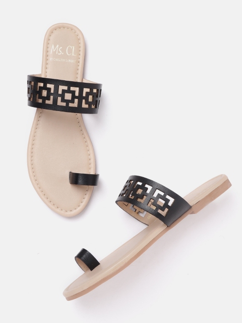 

MS. CL by Carlton London Women Black Solid Cut-Out One Toe Flats