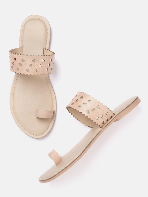 

MS. CL by Carlton London Women Dusty Pink Laser Cut One Toe Flats