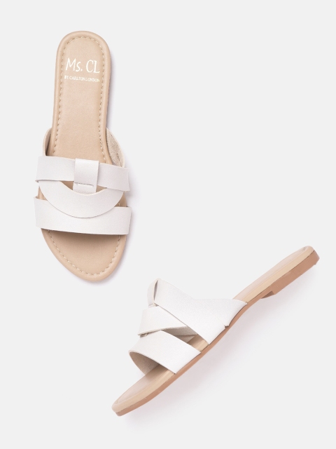 

MS. CL by Carlton London Women White Solid Open Toe Flats