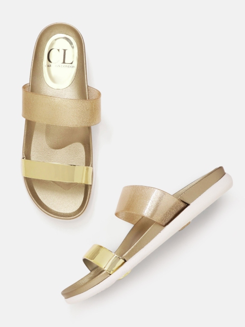 

Carlton London Women Gold-Toned Solid Open Toe Flats