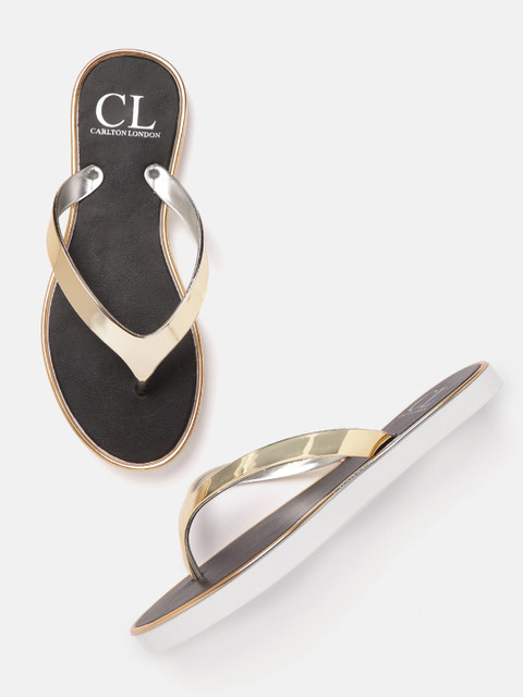 

Carlton London Women Gold-Toned Solid Open Toe Flats