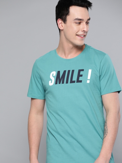 

Mast & Harbour Men Blue Printed Round Neck T-shirt