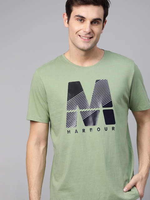 

Mast & Harbour Men Green & Black Printed Round Neck T-shirt