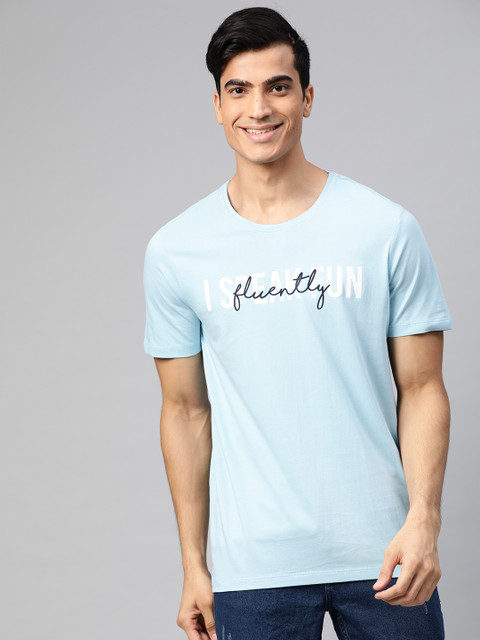 

Mast & Harbour Men Blue Printed Round Neck T-shirt