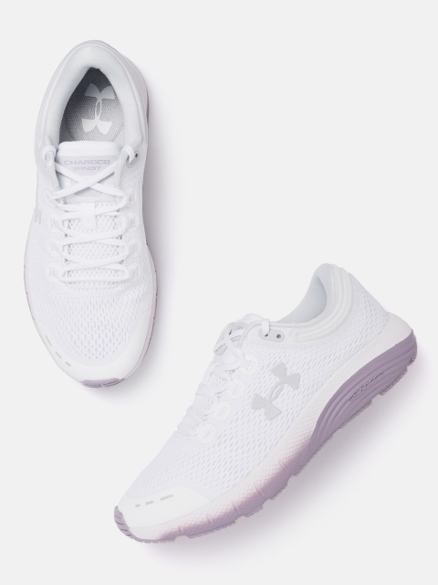 

UNDER ARMOUR Women White Woven Design Charged Bandit 5 Running Shoes