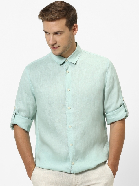 

Celio Men Sea Green Regular Fit Solid Pure Linen Casual Sustainable Shirt
