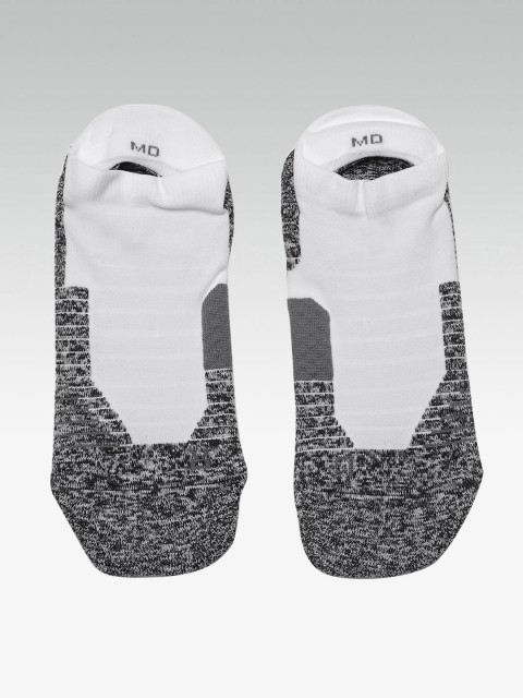 

UNDER ARMOUR Unisex White & Grey Melange Colourblocked Cushion NS Tab Running Socks