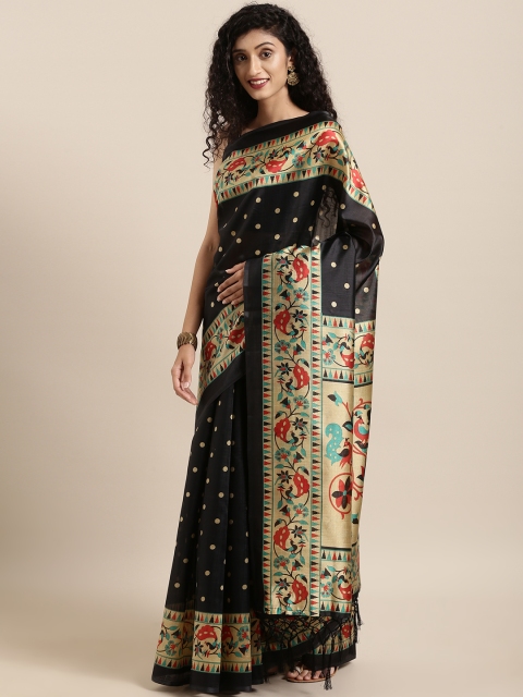 

KALINI Black & Beige Art Silk Printed Saree