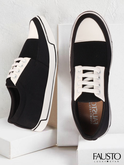 

FAUSTO Women Black & White Colourblocked Sneakers