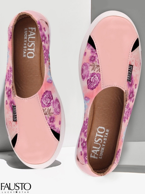 

FAUSTO Women Pink Printed Floral Print Slip-On Sneakers