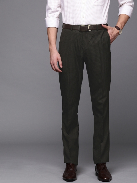 

Raymond Men Brown Contemporary Fit Checked Regular Trousers