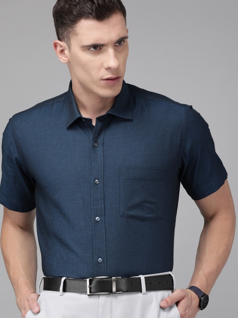 

Park Avenue Men Navy Blue Regular Fit Self Design Formal Shirt