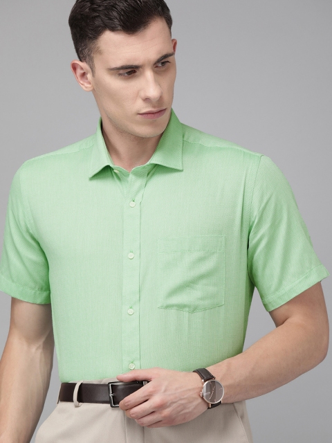 

Park Avenue Men Green Regular Fit Self Design Formal Shirt