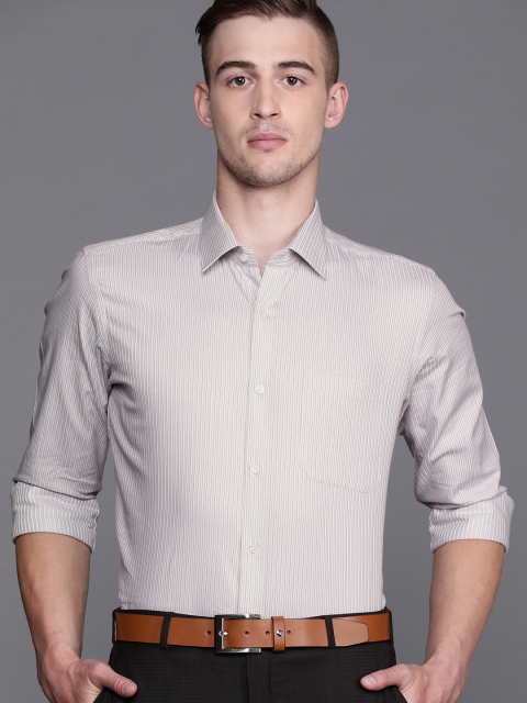 

Raymond Men White & Grey Contemporary Regular Fit Striped Formal Shirt