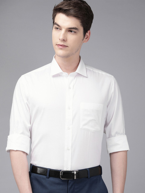

Park Avenue Men White Regular Fit Self Checked Formal Shirt