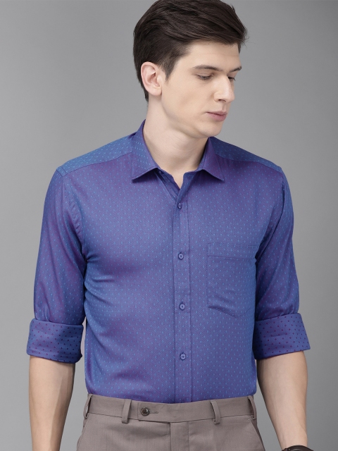 

Park Avenue Men Blue & Pink Self Design Regular Fit Party Shirt