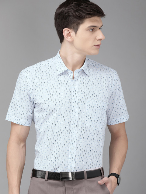 

Park Avenue Men Blue Printed Regular Fit Formal Shirt