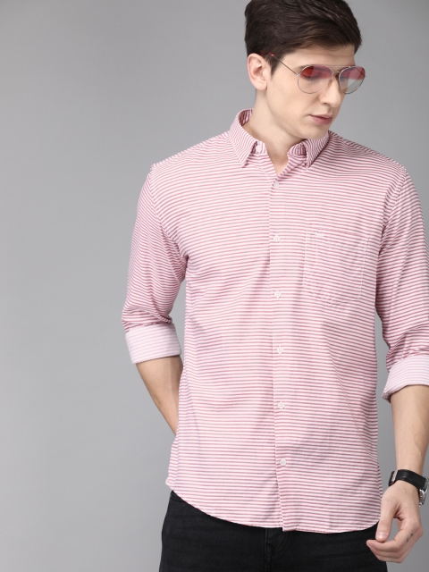 

Park Avenue Men White & Red Slim Fit Striped Casual Shirt