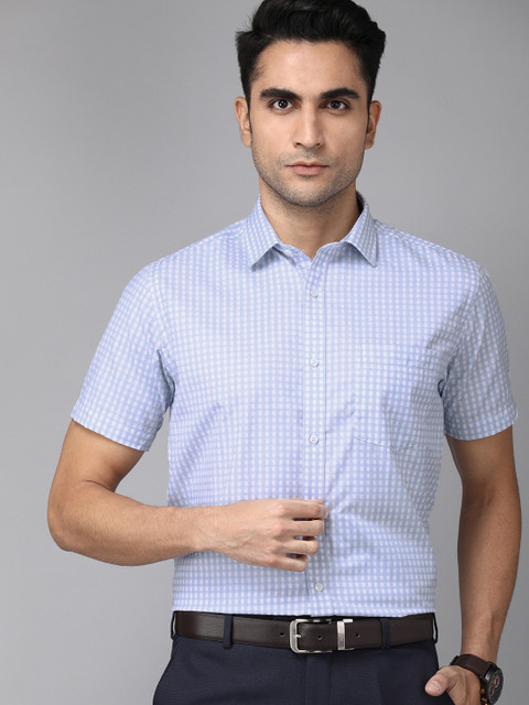 

Park Avenue Men Blue & White Regular Fit Checked Formal Shirt