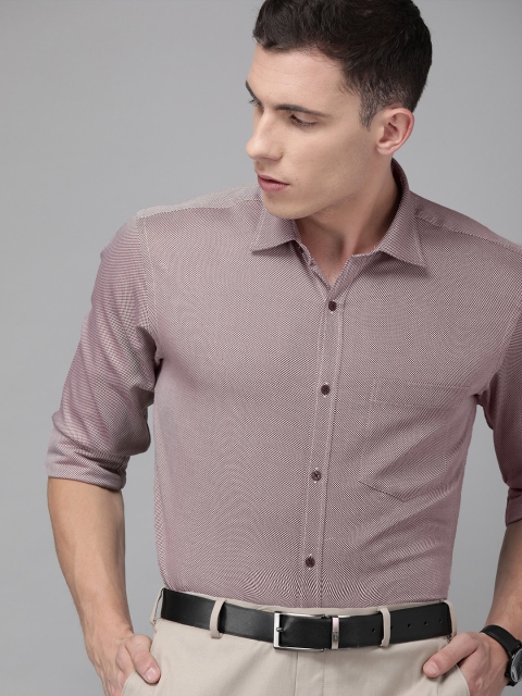 

Park Avenue Men Maroon & White Self Design Slim Fit Formal Shirt